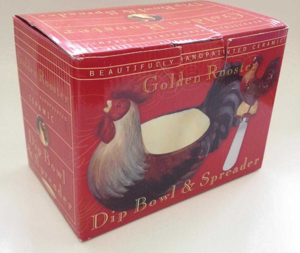 Golden-Rooster-Dip-Bowl-and-Spreader-Certified-Intl-Corp-by-Geoffrey-Allen